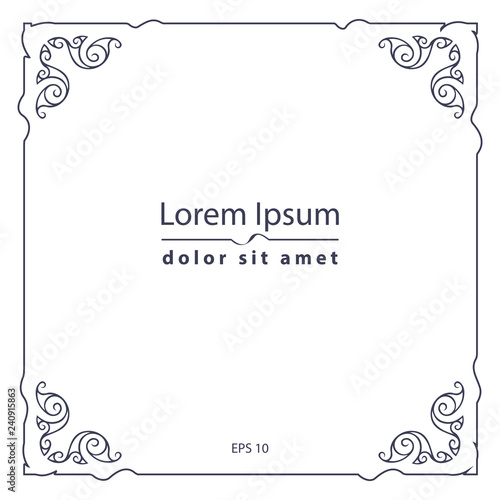 Ancient frame with curved celtic elements. Vector illustration isolated on a white background.