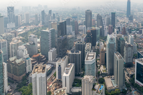 Photography Kuala Lumpur city center overlooking the skyscrapers and streets.