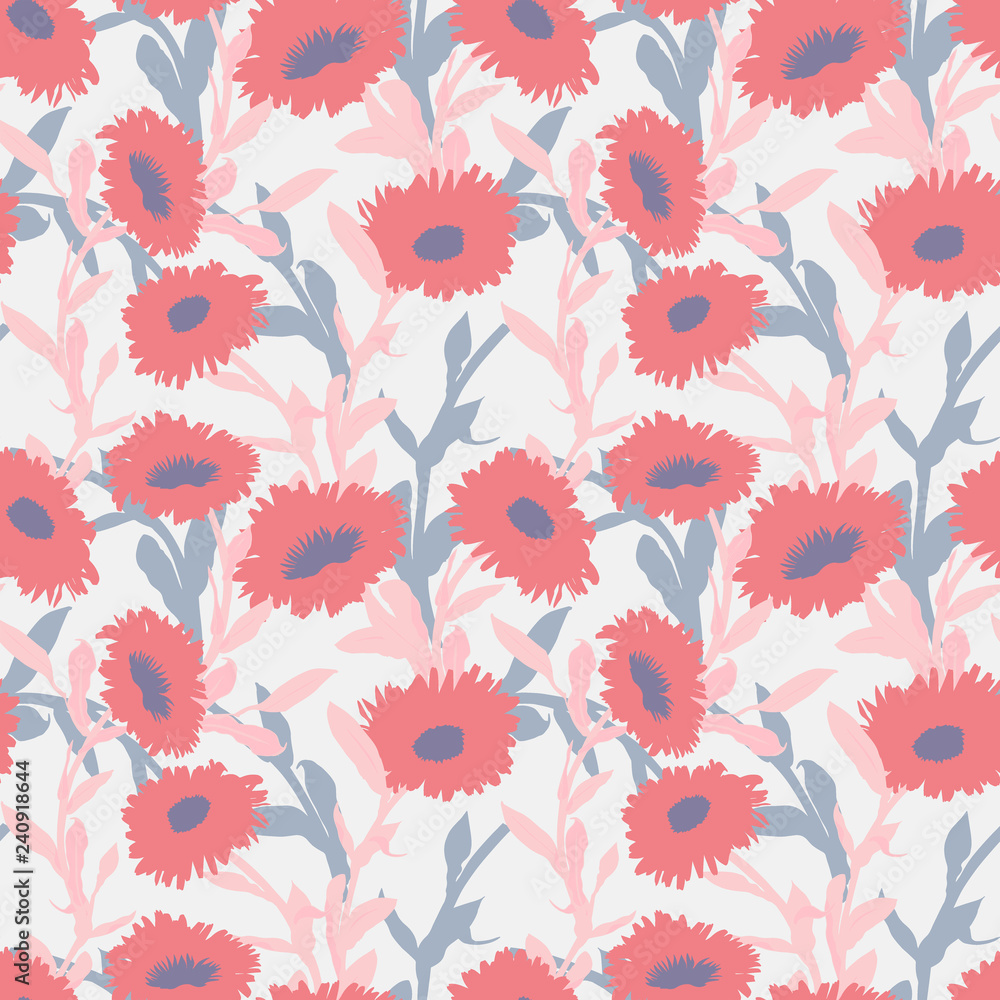 Seamless vector floral pattern with big bold flowers Seamless vector floral pattern with big bold flowers