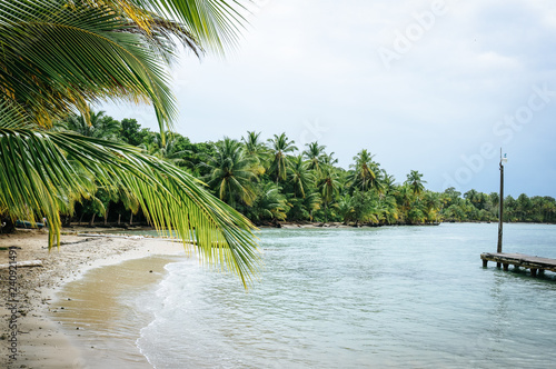 Beautiful  tropical Caribbean beach on Bocas del Toro island in Panama