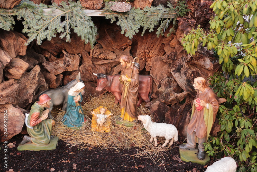 Weihnachtskrippe im Zentrum von Waldbreitbach im Wiedtal StockFoto