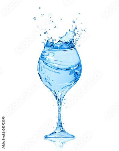 Wineglass made of water. Conceptual image isolated on white background