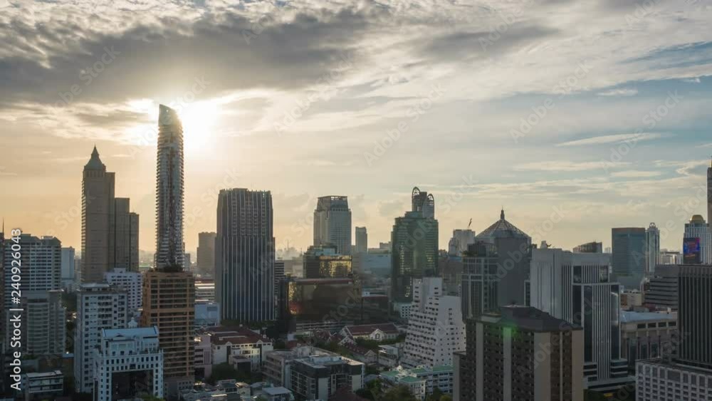 4K Day to Night timelapse of Bangkok building city skyline at sunset with garden on top view 4K Day to Night timelapse of Bangkok building city skyline at sunset with garden on top view