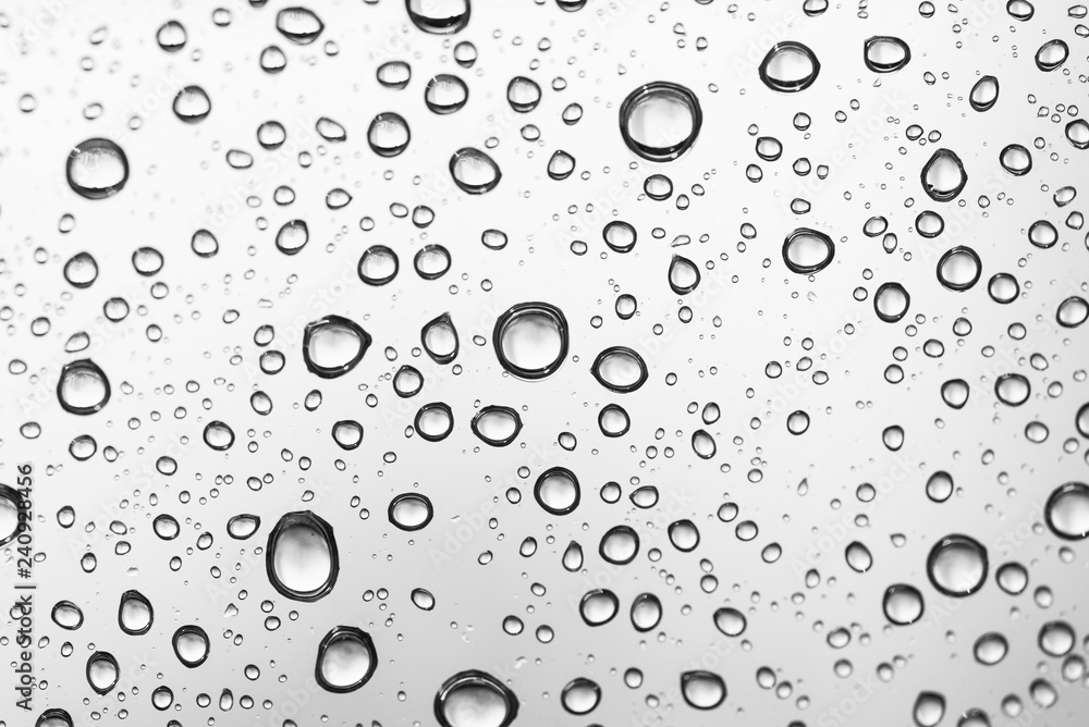 Water drops on glass window white background after the rain in the autumn fall Water drops on glass window white background after the rain in the autumn fall