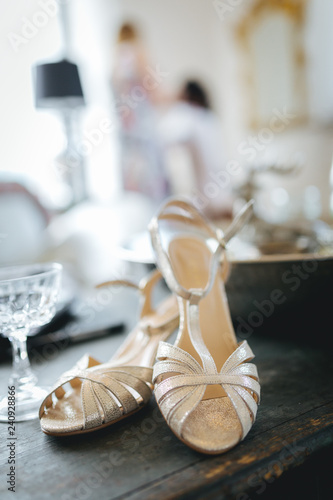 bridal shoes at a wedding