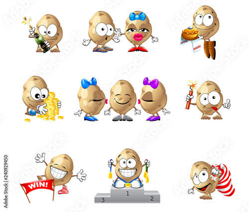 vector set of cute funny potato smiles