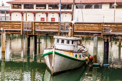 Boat and dock at famous Fisherman's Wharf in San Francisco California