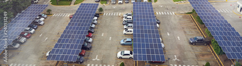 Parking lot with solar panel on roof