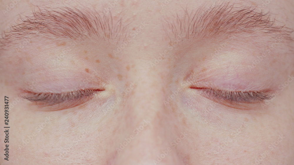 Fototapeta premium close up beautiful blue eye opening human iris macro natural beauty