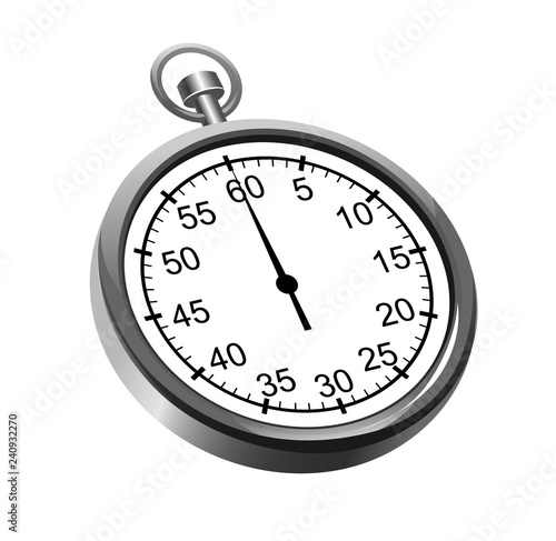 vector illustration of 3d metal stopwatch