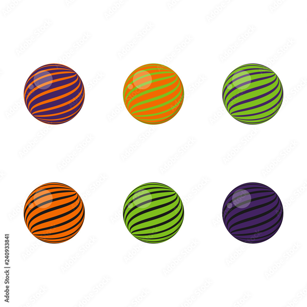 Colorful Halloween Candy - Halloween candy swirly gum balls isolated on white background
