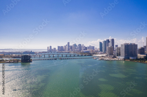 Aerial Downtown Miami Biscayne Bay