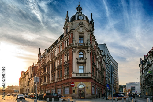 Characteristic building in Katowice city center, Silesia, Poland 