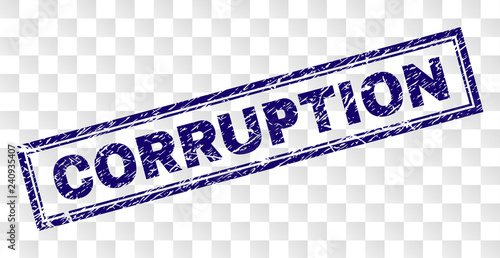 CORRUPTION stamp seal watermark with rubber print style and double framed rectangle shape. Stamp is placed on a transparent background.