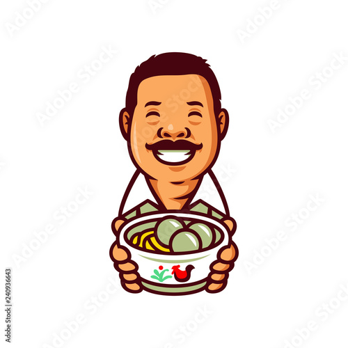 meatball bakso chef mascot logo template vector illustration photo