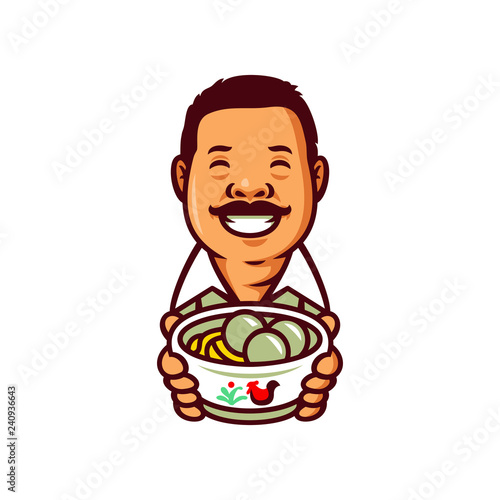 meatball bakso chef mascot logo template vector illustration
