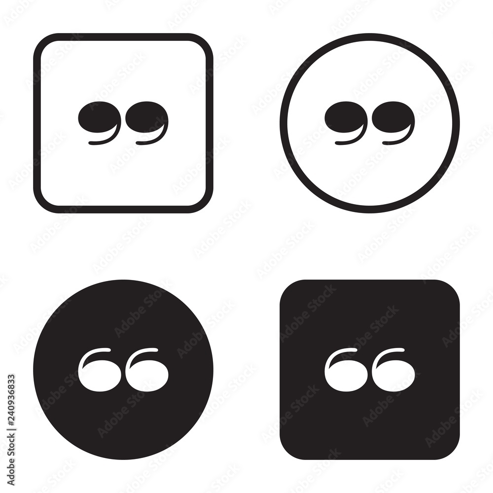 Quote symbol icon set. Quotation paragraph mark. Sign of double comma