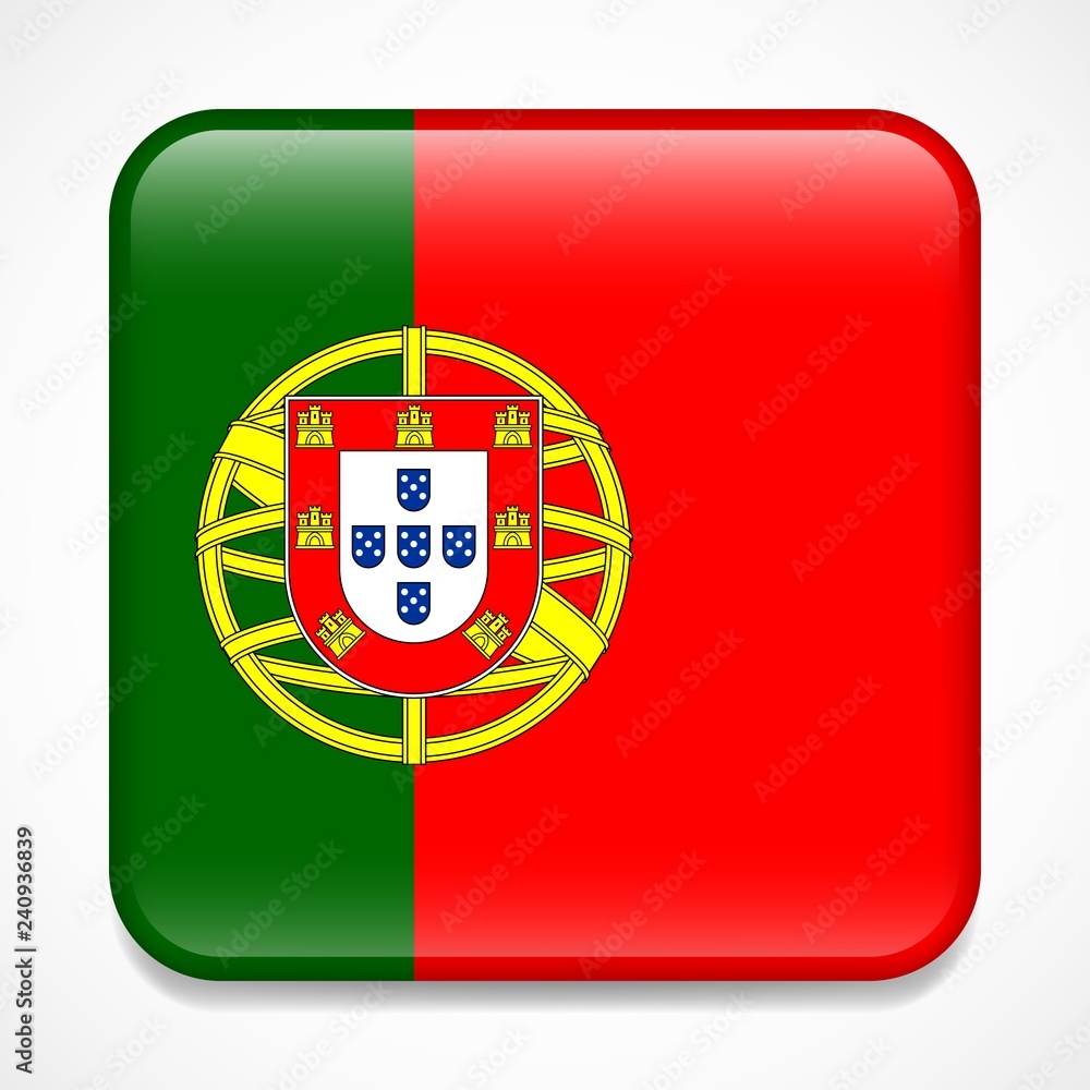 Flag of Portugal. Square glossy badge