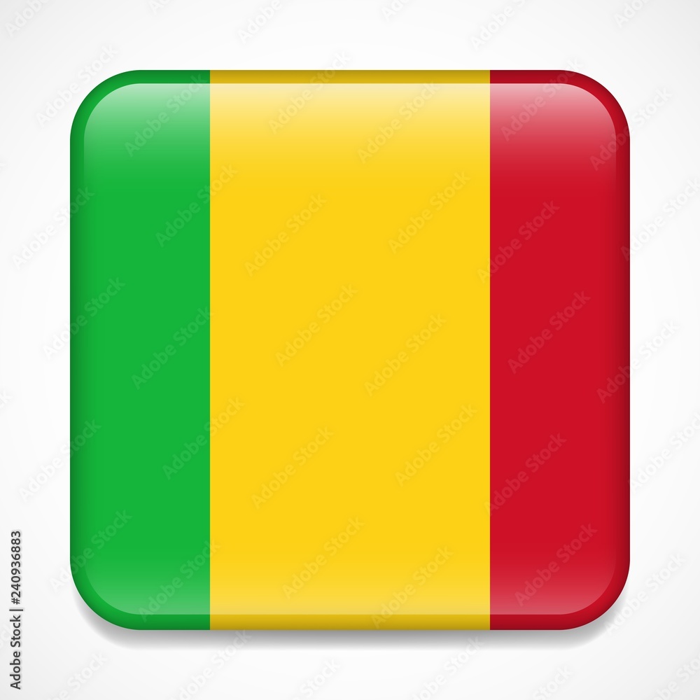 Flag of Mali. Square glossy badge Flag of Mali. Square glossy badge