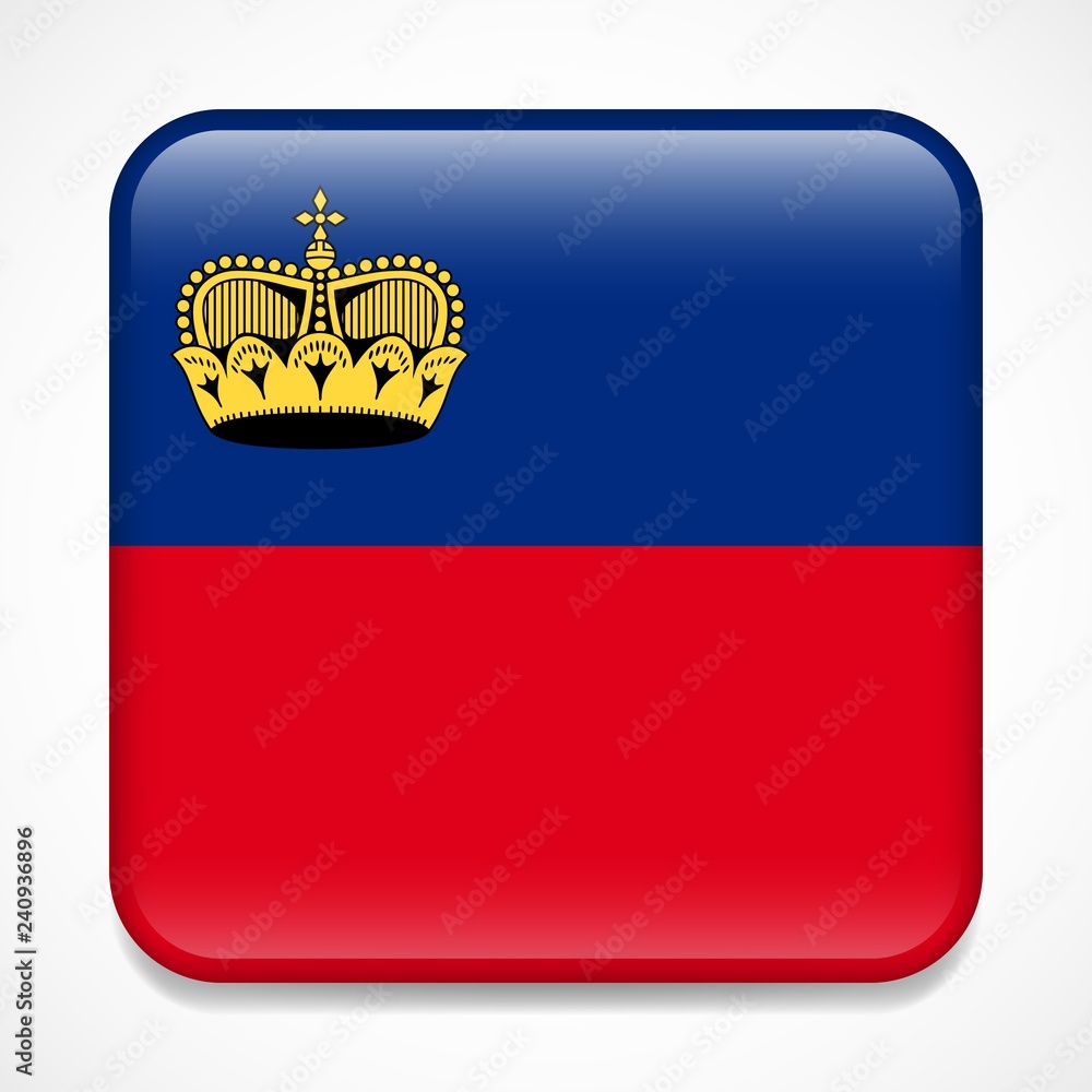 Obraz premium Flag of Liechtenstein. Square glossy badge