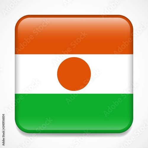 Free Download Flag of Niger. Square glossy badge - GFXLoad