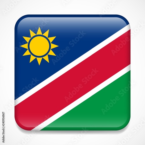 Free Download Flag of Namibia. Square glossy badge - GFXLoad