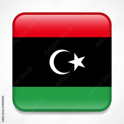 Free Download Flag of Libia. Square glossy badge - GFXLoad