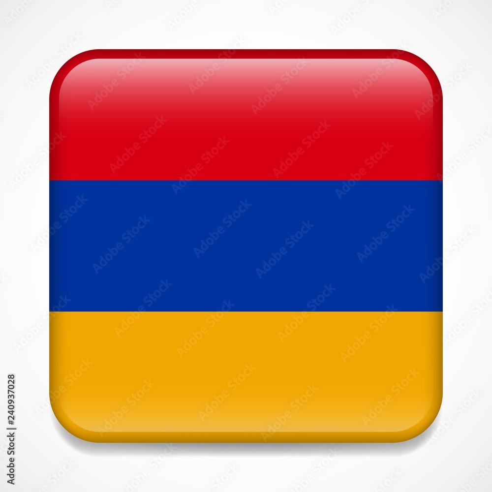Flag of Armenia. Square glossy badge Flag of Armenia. Square glossy badge