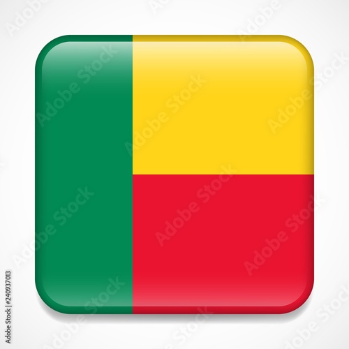 Free Download Flag of Benin. Square glossy badge - GFXLoad