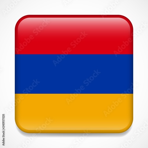Free Download Flag of Armenia. Square glossy badge - GFXLoad