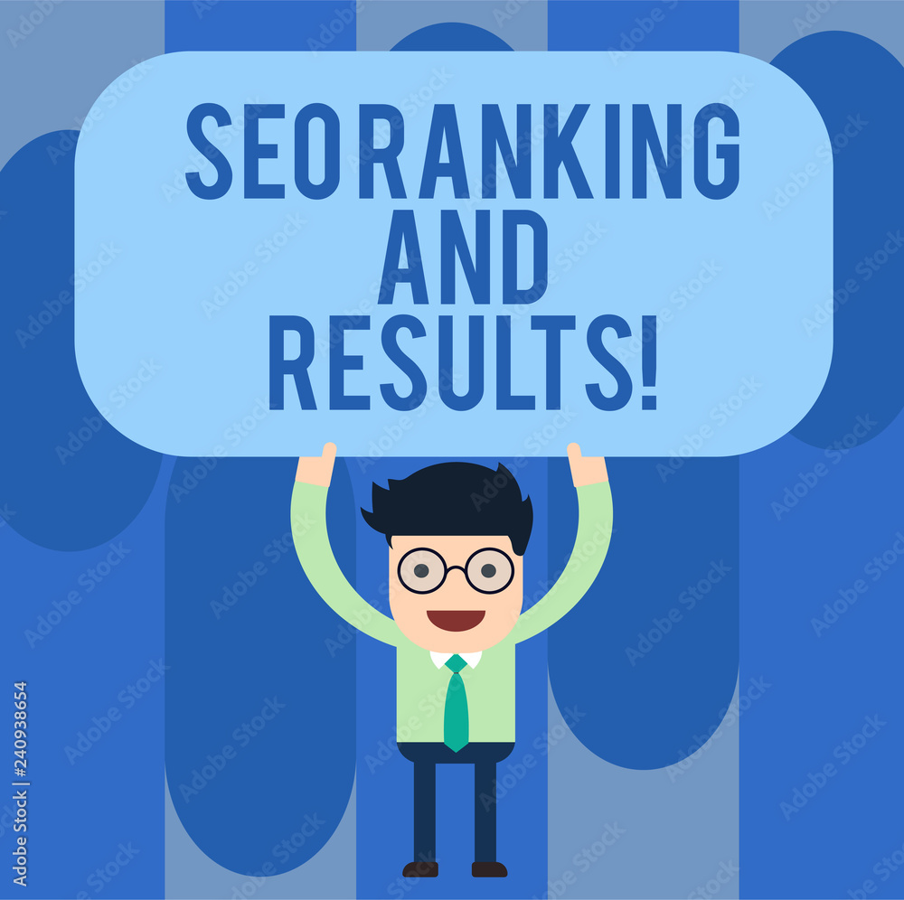 Writing note showing Seo Ranking And Results. Business photo showcasing Search Engine Optimization statistics analytics Man Standing Holding Above his Head Blank Rectangular Colored Board Writing note showing Seo Ranking And Results. Business photo showcasing Search Engine Optimization statistics analytics Man Standing Holding Above his Head Blank Rectangular Colored Board