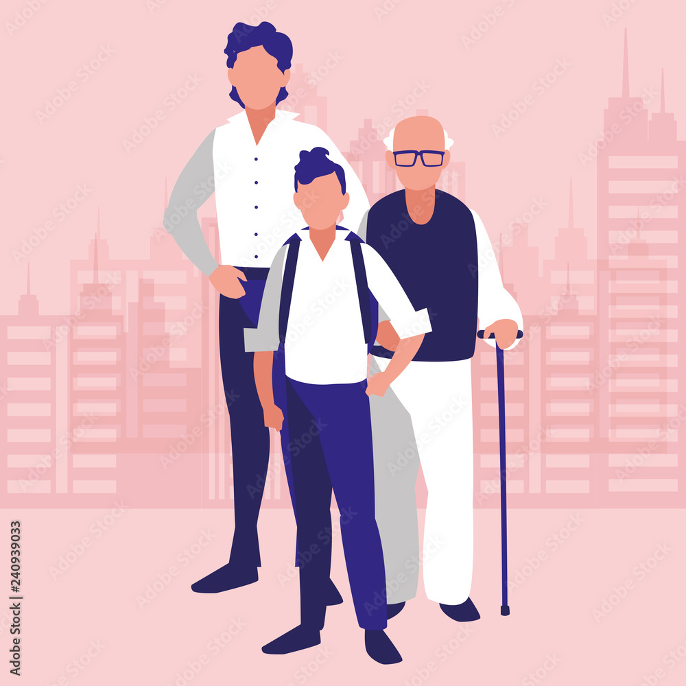 Old man and family design Old man and family design