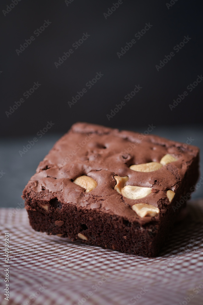 Close-up view of the homemade brownies Close-up view of the homemade brownies