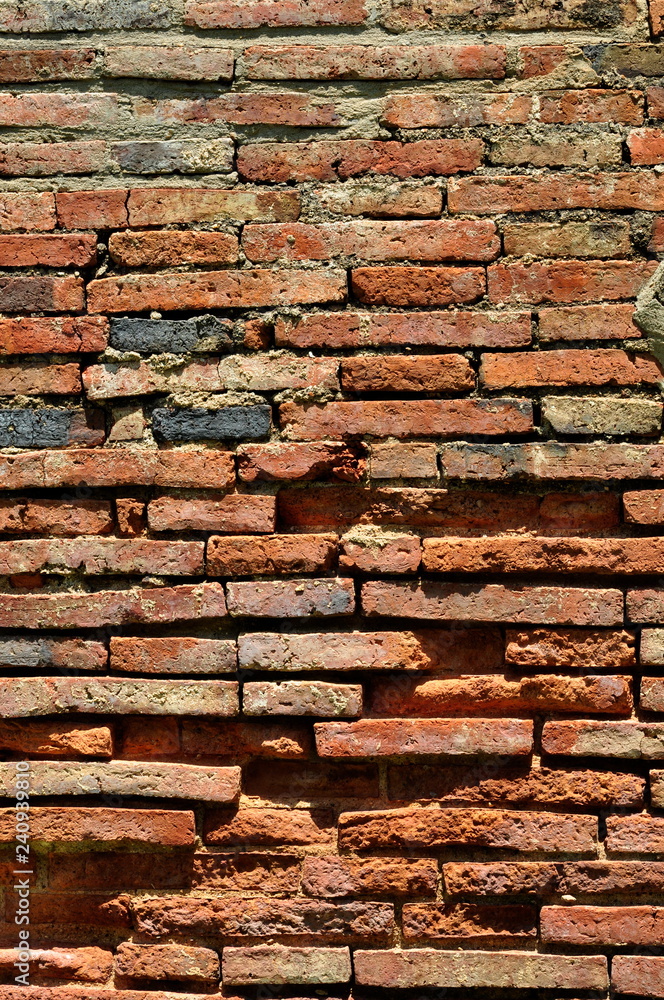 Naklejka premium Close up red brick wall background textured