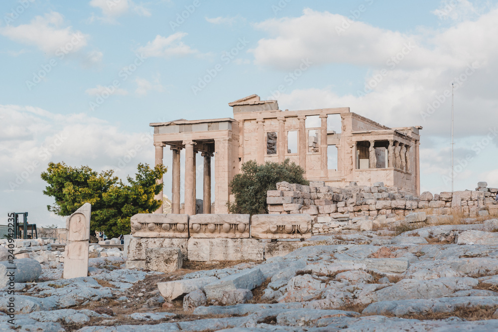 The Erechtheion or Erechtheum is an ancient Greek temple on the Acropolis of Athens in Greece which was dedicated to both Athena and Poseidon. 
