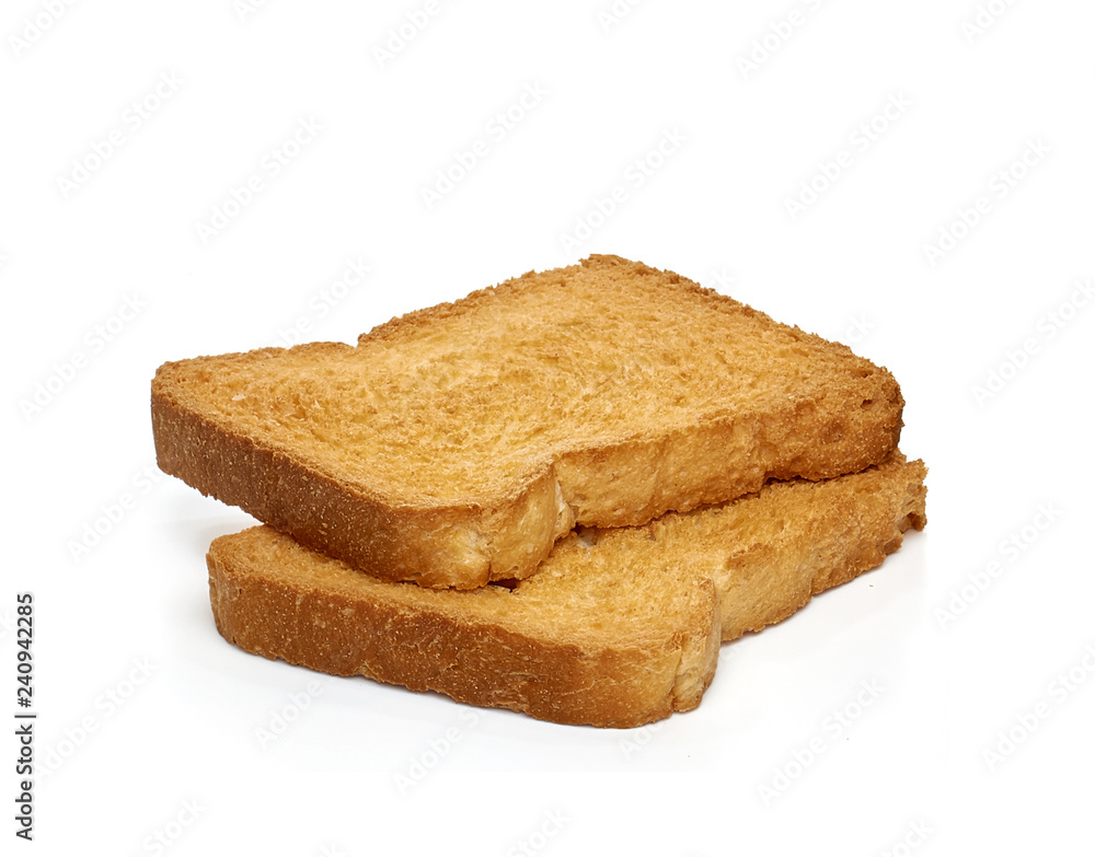 Crispy rusk or crisp bread on white background Crispy rusk or crisp bread on white background