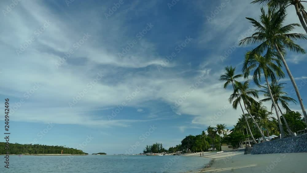 Nature with tropical sea and beach on white cloud and blue sky Nature with tropical sea and beach on white cloud and blue sky