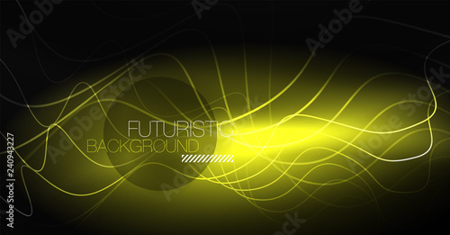 Neon lines wave background. Abstract composition