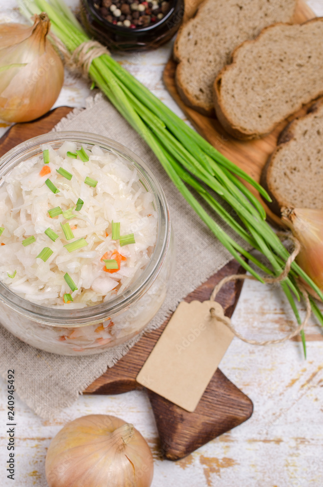 Fototapeta premium Traditional sauerkraut with carrots