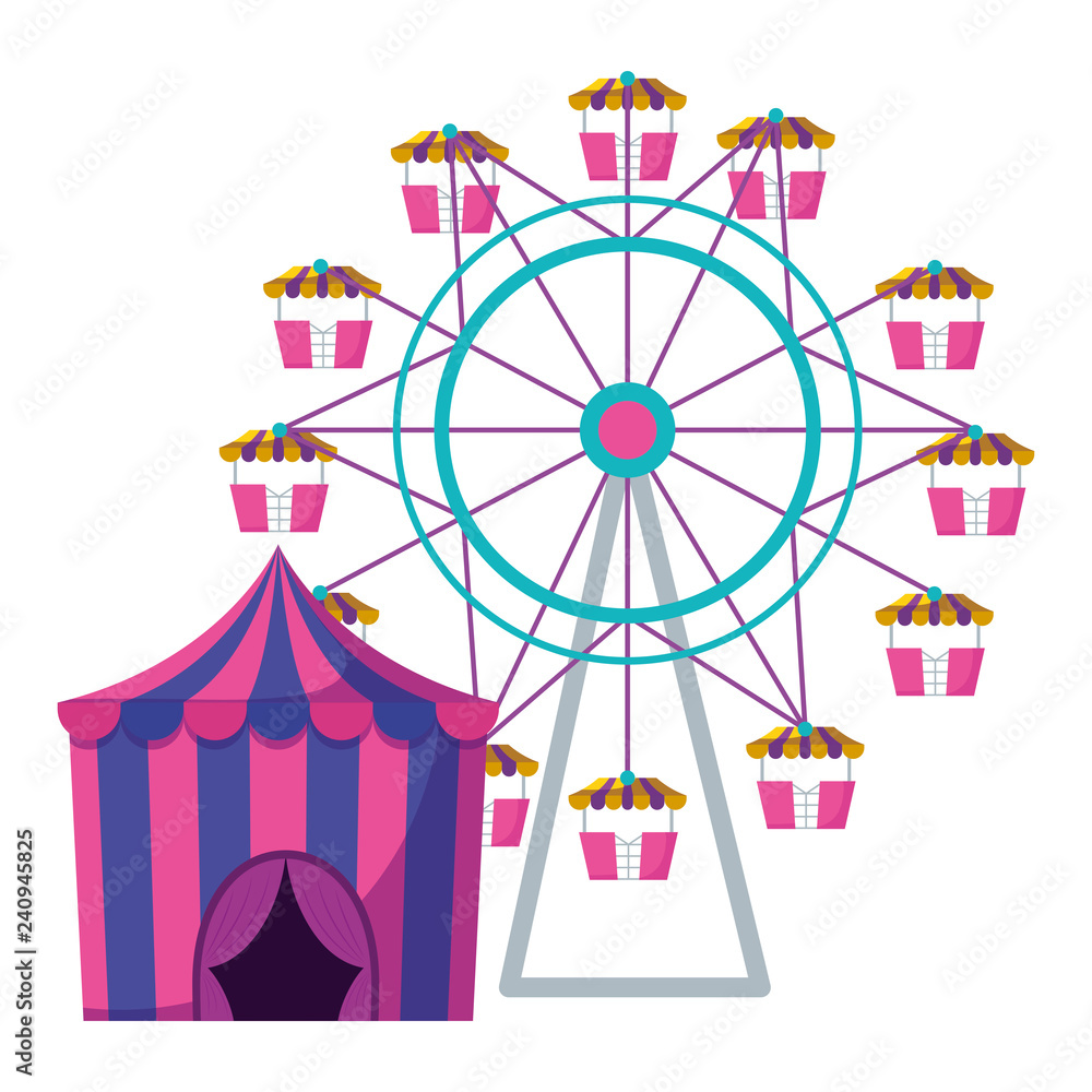 circus tent with ring and wheel