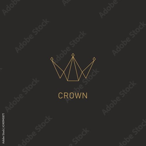 Geometric crown logo symbol in monoline simple abstract premium modern style