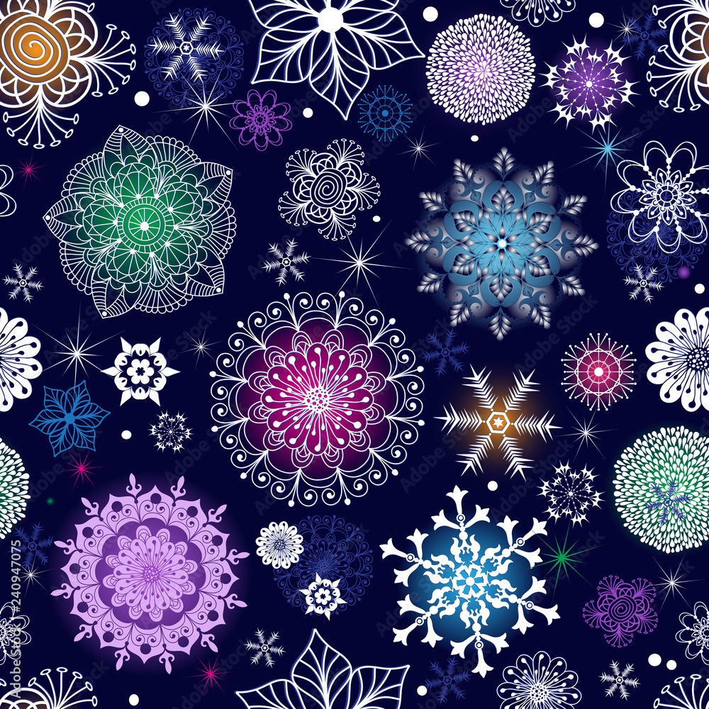 Winter seamless christmas dark blue pattern Winter seamless christmas dark blue pattern