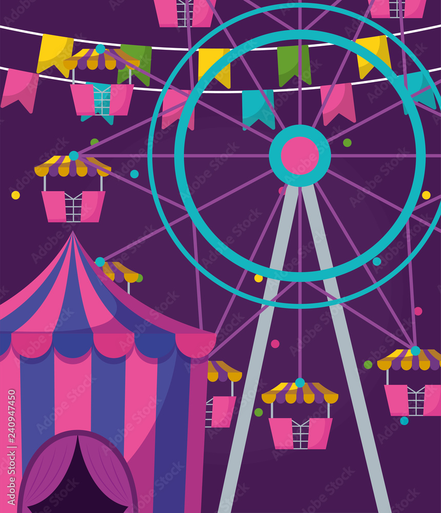 Fototapeta premium circus tent with ring and wheel