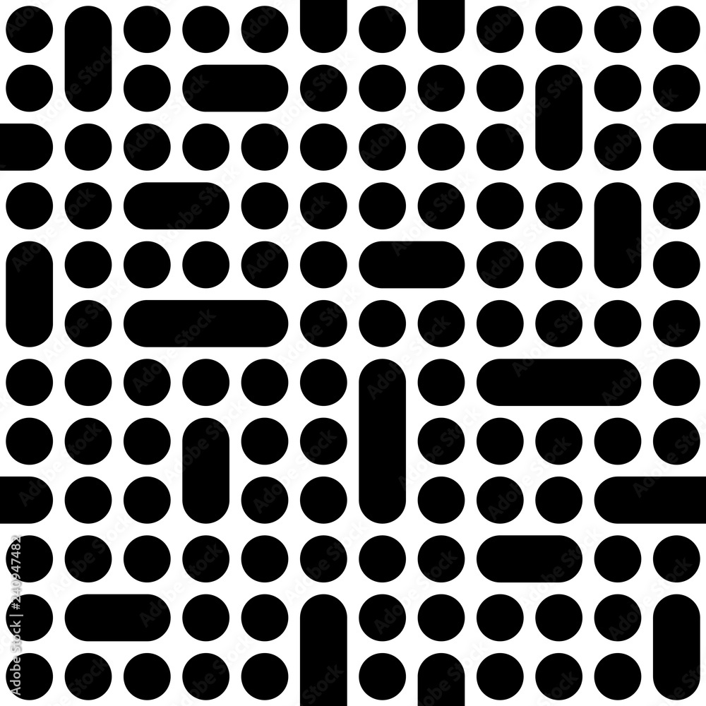 Fototapeta premium dots and lines. vector seamless pattern. simple black and white texture. textile paint. repetitive background. fabric swatch. wrapping paper. monochrome image