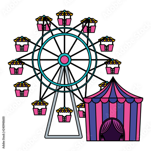 circus tent with ring and wheel