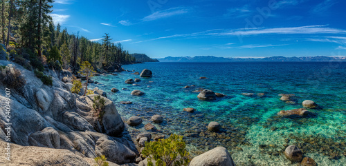 Deep Blue and Turquoise Water at Lake Tahoe Panorama photo