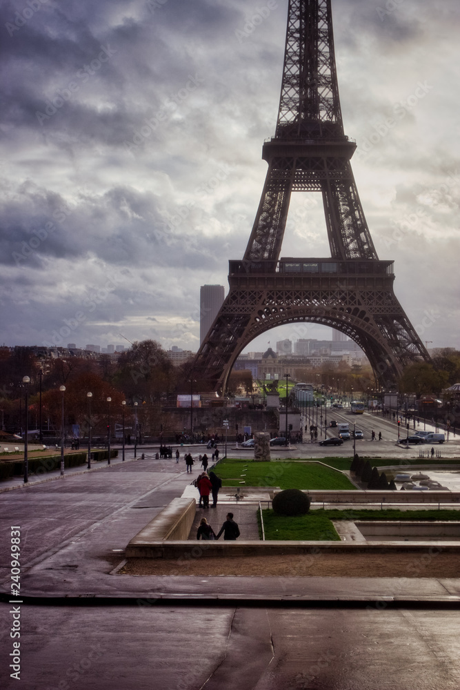 Eiffel Tower on a Cloudy Autumn Day