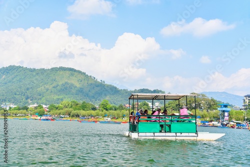 Tourists on a Pedal Boat on Phewa Lake