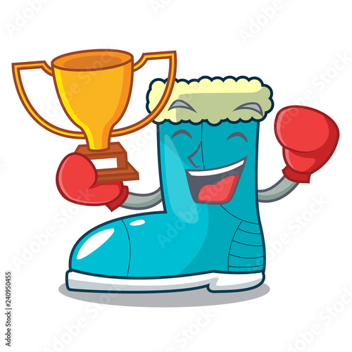 Boxing winner winter boot in shape cartoon funny
