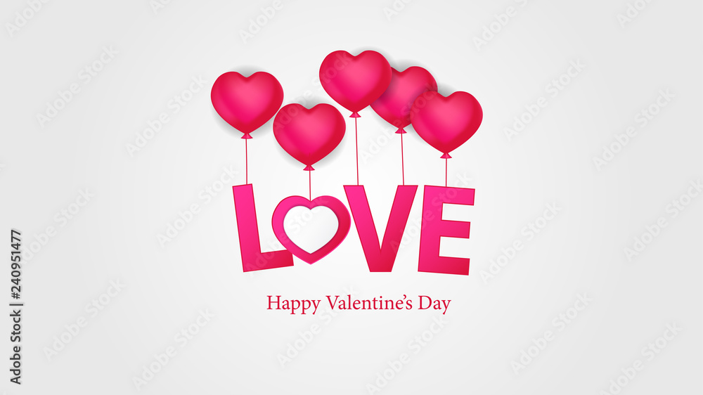 Valentine day romance banner template. Vector illustration